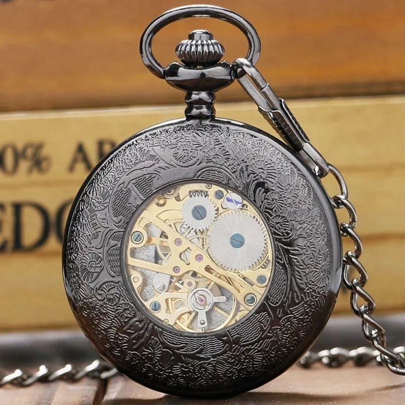View 6 — Men’s vintage-style steampunk pocket watch — (box)