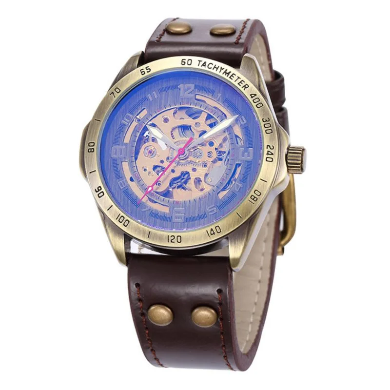 Men’s steampunk watch — visible movement