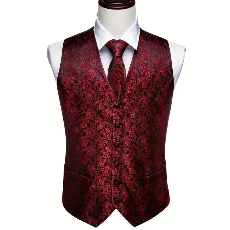 View 2 — Men’s steampunk waistcoat — red wedding