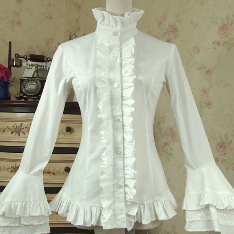 View 7 — Steampunk shirt — cravat Goth white