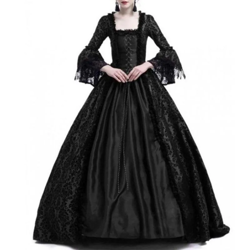 Victorian antique-style steampunk dress — black
