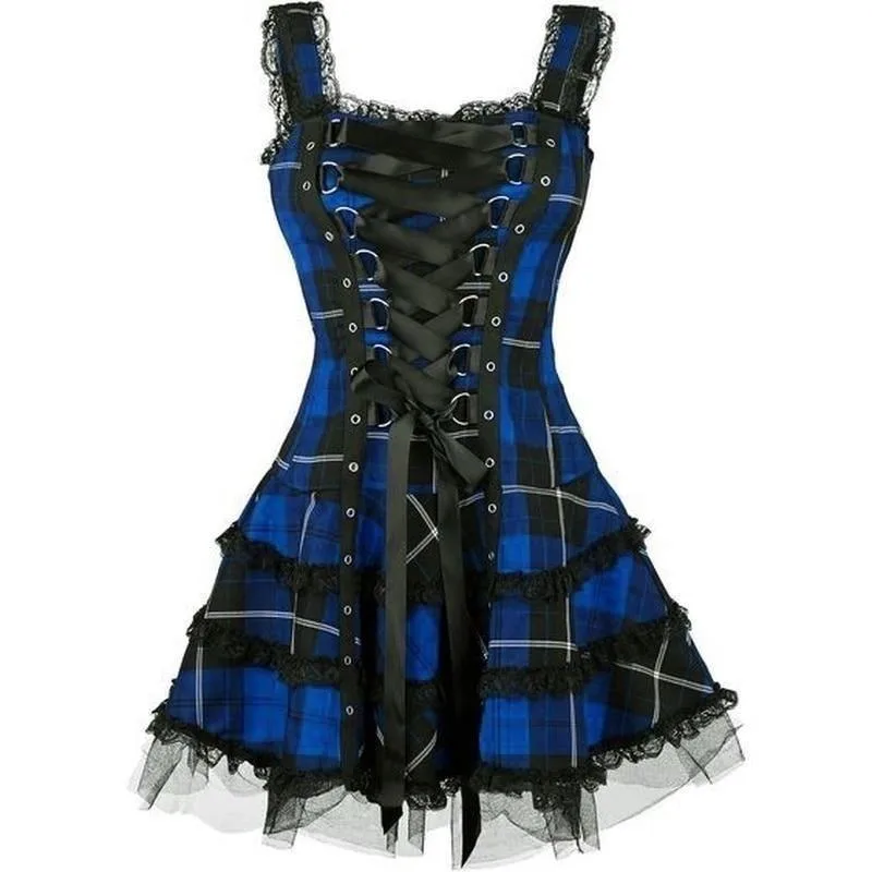 View 4 — Gothic steampunk dress — tartan