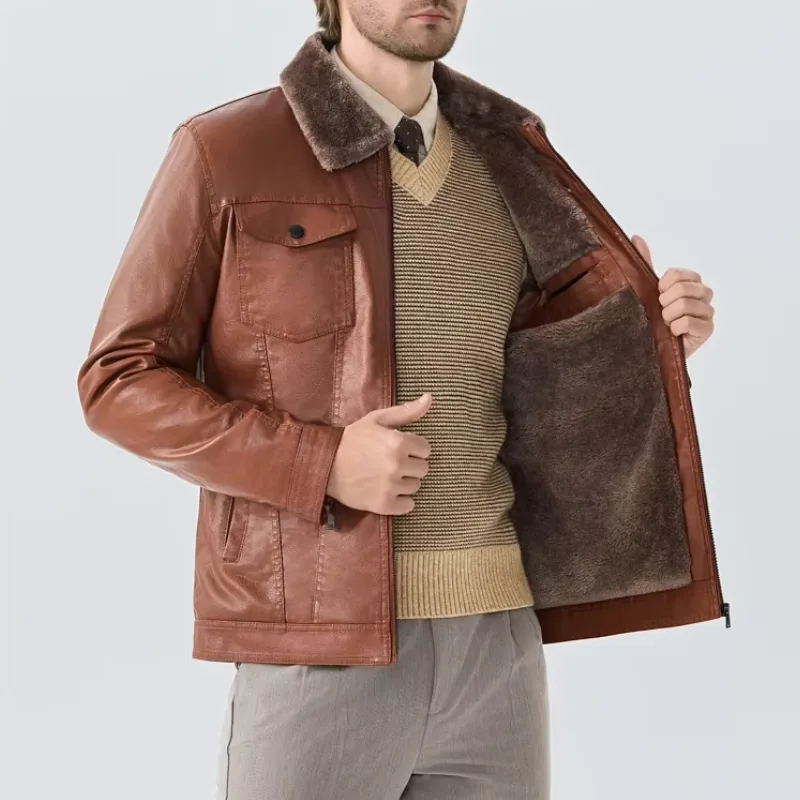 View 5 — Men’s steampunk jacket — aviator collar fur