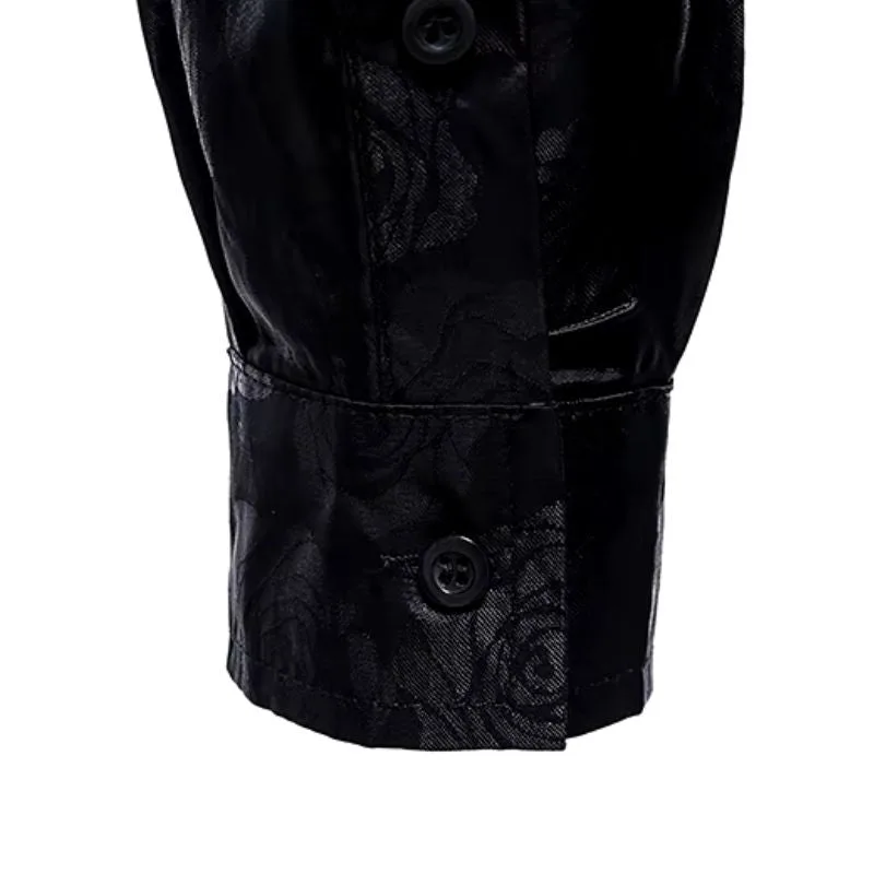 View 6 — Men’s steampunk shirt — black flower