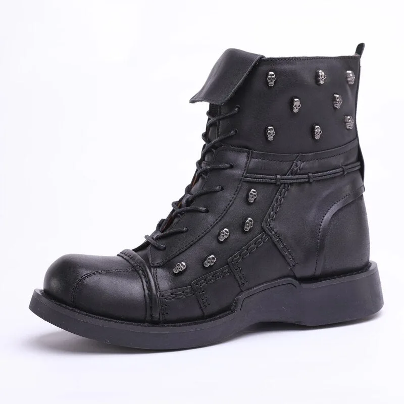 Men’s steampunk ankle boots — motorcycle leather Men’s steampunk ankle boots — motorcycle leather