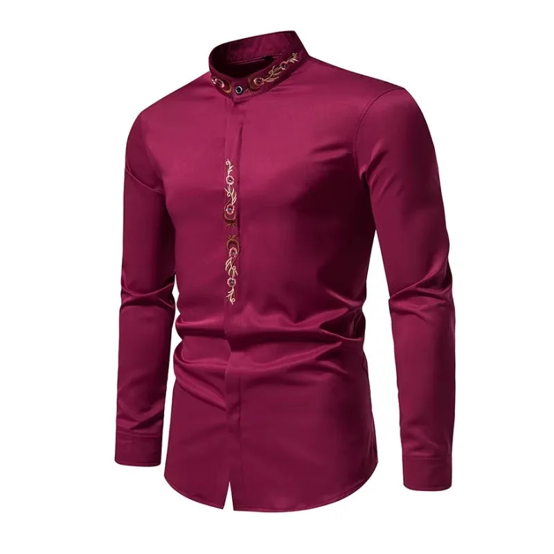 View 2 — Steampunk shirt — mandarin collar embroidered