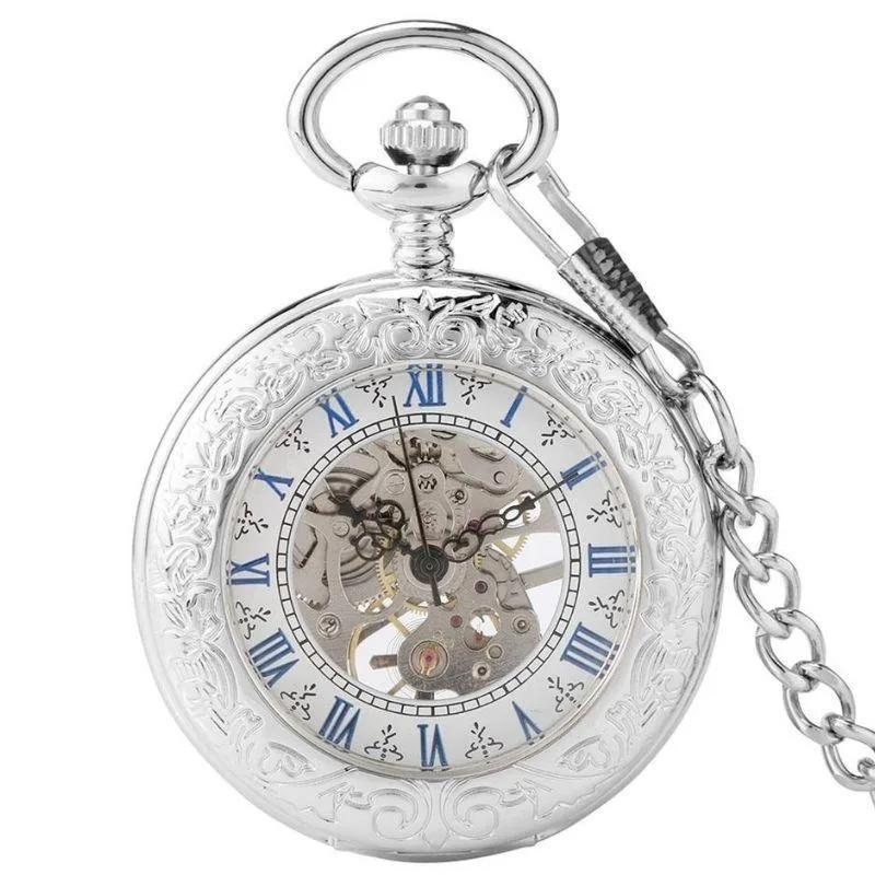 Antique-style steampunk pocket watch — silver-coloured