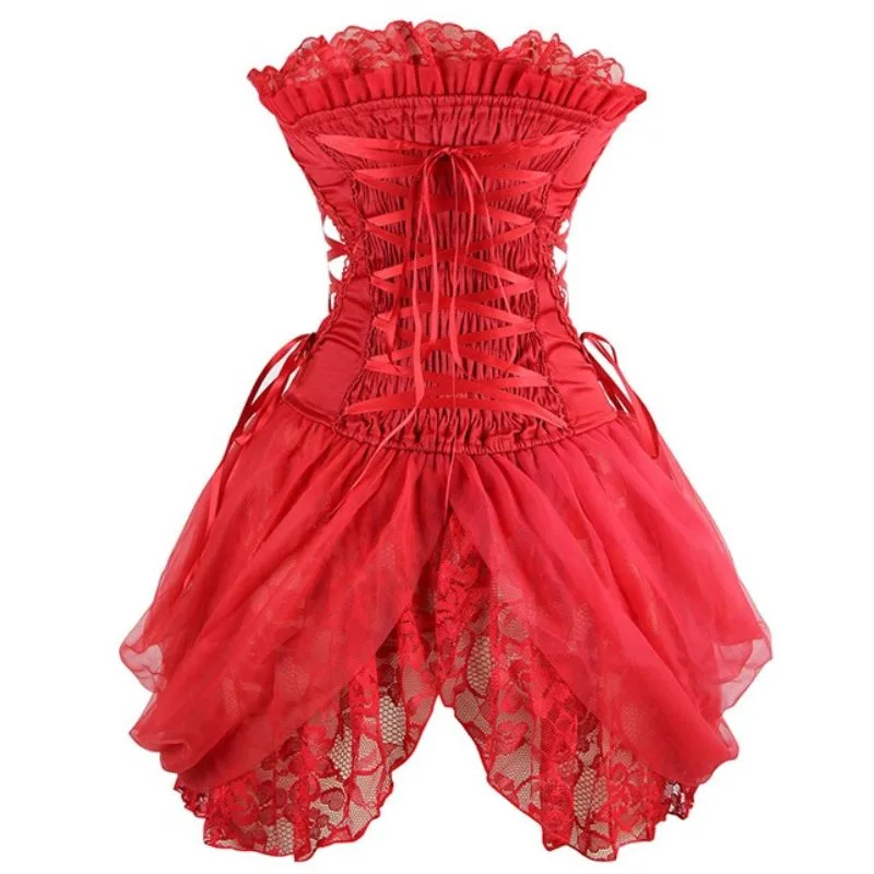 View 5 — Women’s retro steampunk corset — red