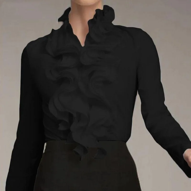 View 2 — Women’s Victorian steampunk blouse — collar ruffled