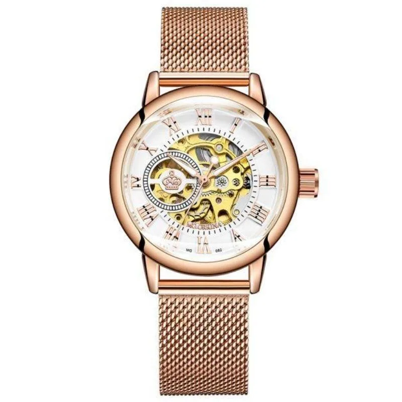 Women’s automatic steampunk skeleton watch