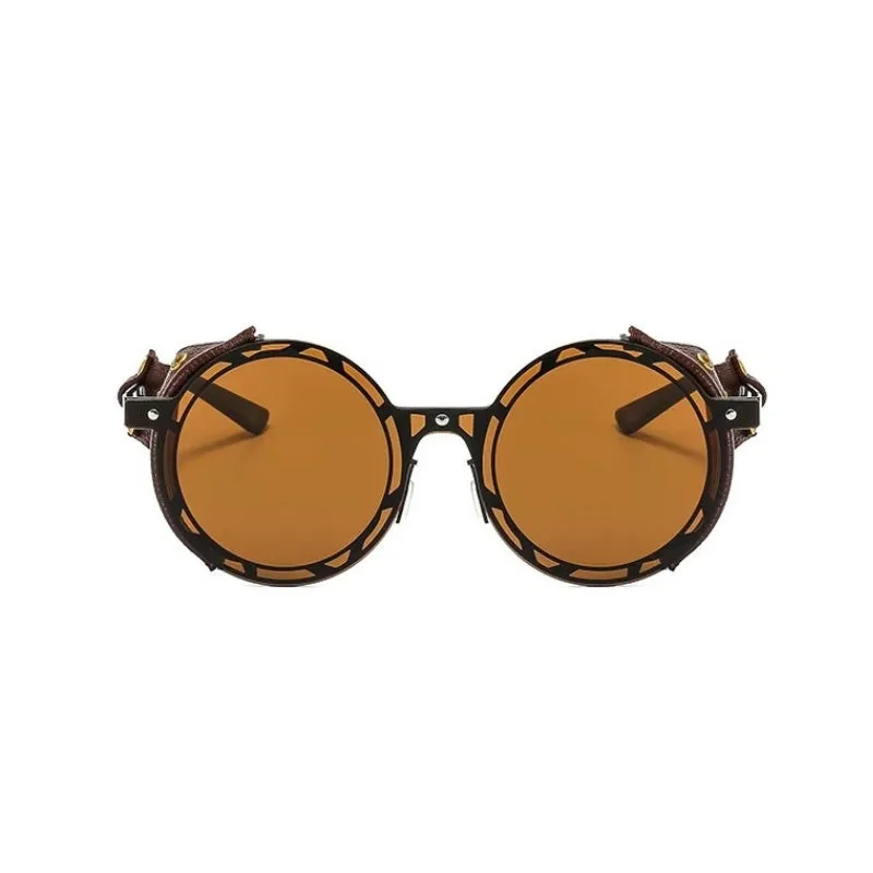 View 4 — Vintage-style steampunk sunglasses — with faux leather