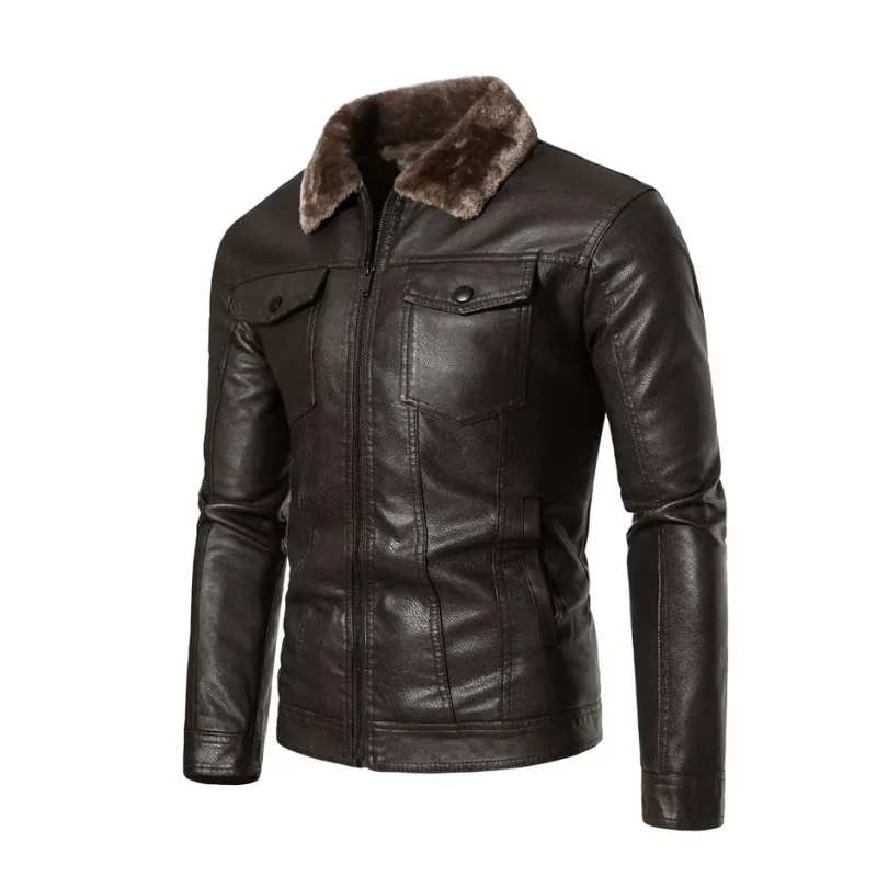 View 4 — Men’s steampunk jacket — aviator collar fur
