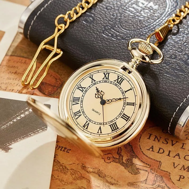 Antique-style steampunk pocket watch — gold colour