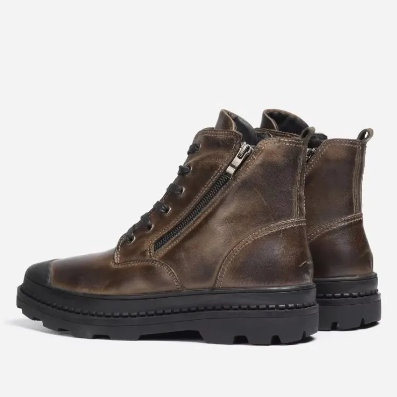 View 10 — Men’s vintage-style steampunk ankle boots — leather