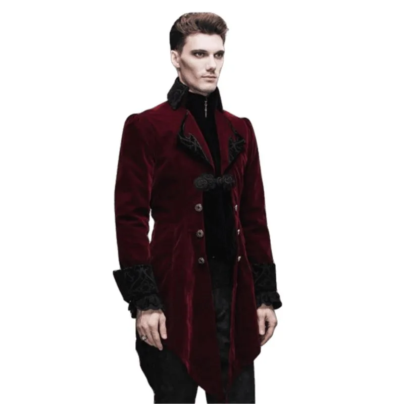View 2 — Men’s gothic steampunk jacket — red