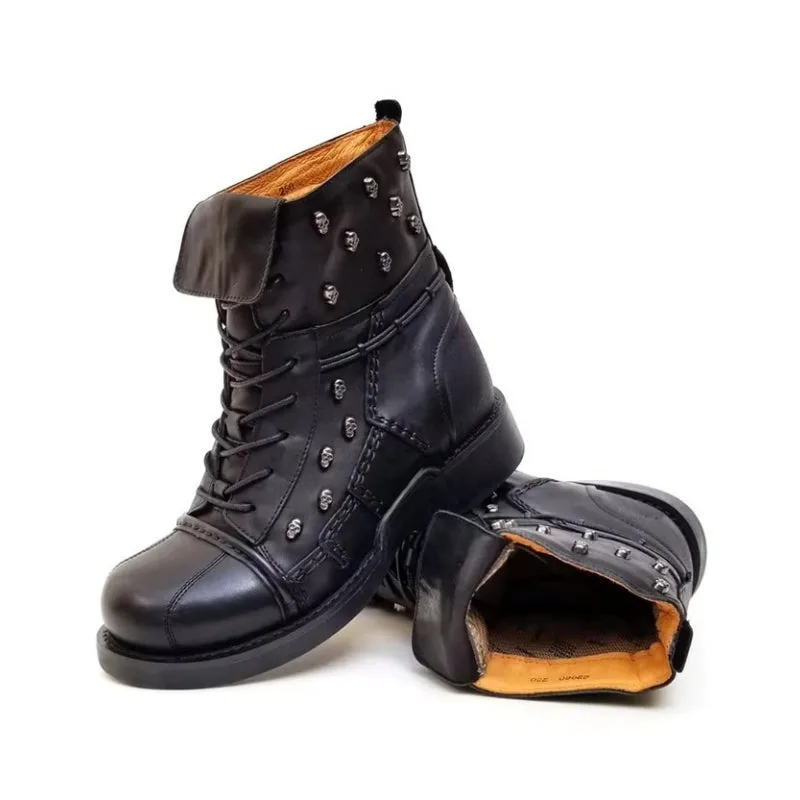 View 7 — Men’s steampunk ankle boots — motorcycle leather