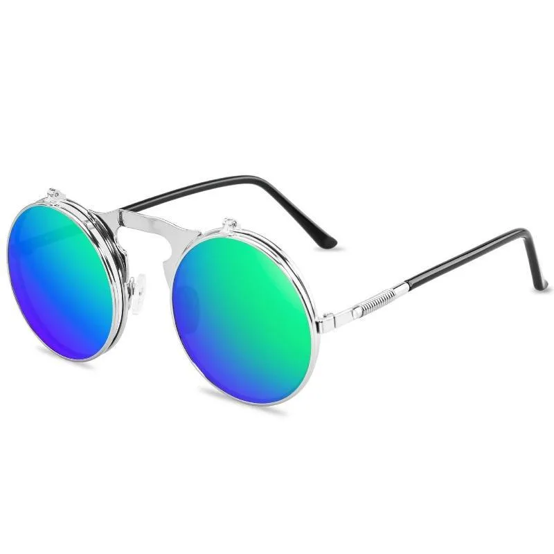 View 7 — Vintage-style steampunk sunglasses — Flip Up