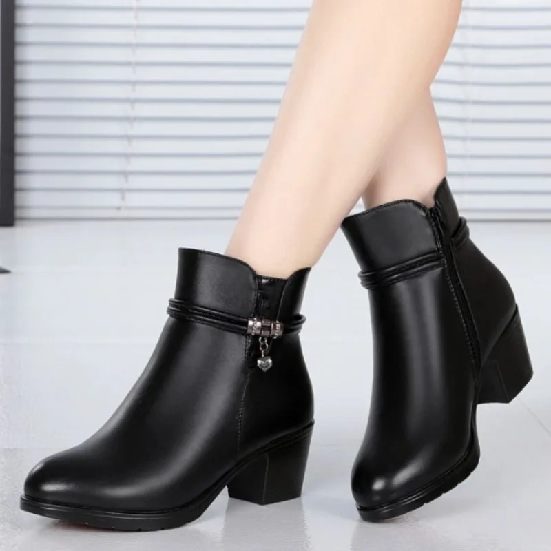 View 6 — Steampunk ankle boots — PU black heel 5 cm
