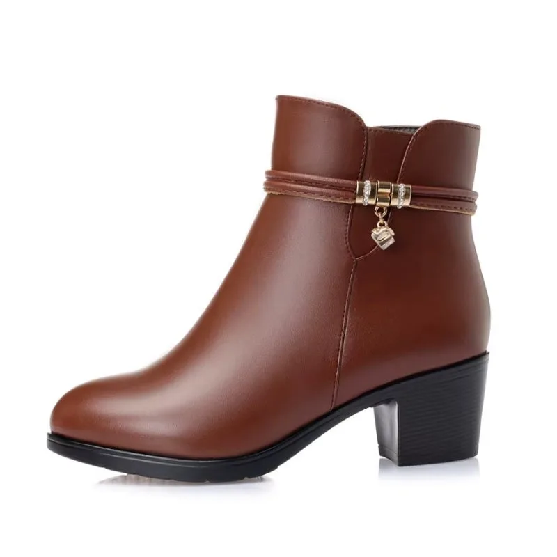 Steampunk ankle boots — PU brown heel