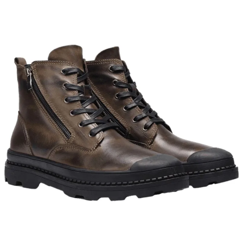 Men’s vintage-style steampunk ankle boots — leather