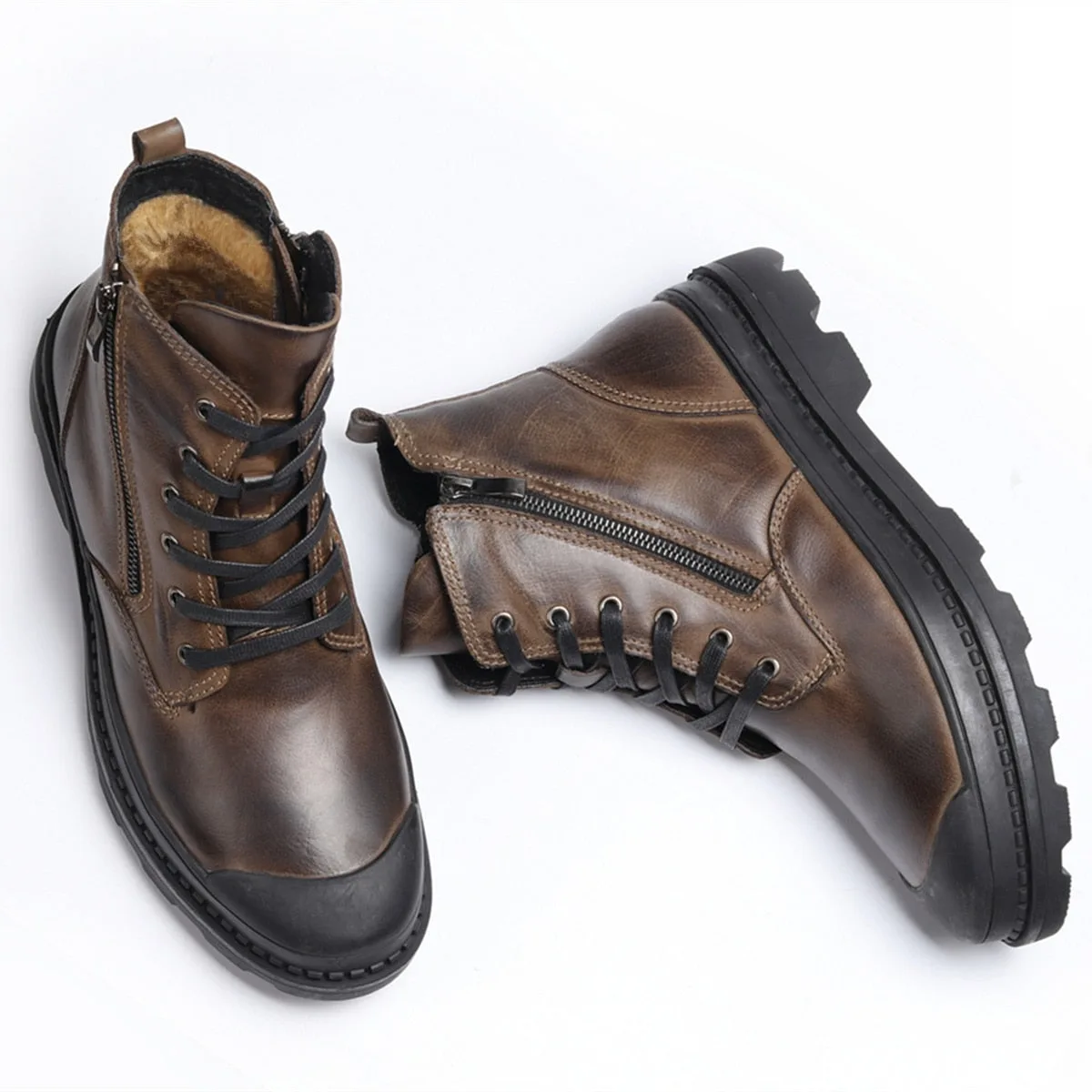 View 3 — Men’s vintage-style steampunk ankle boots — leather