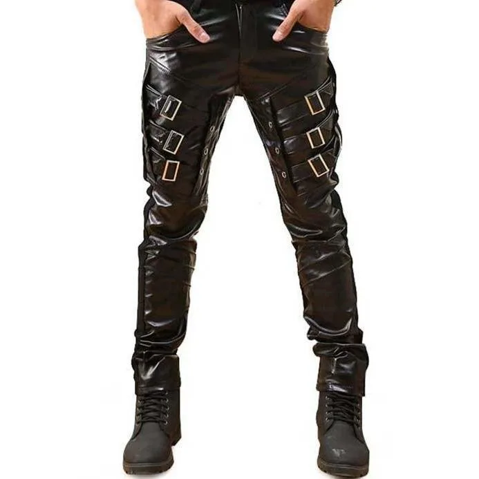 View 2 — Men’s gothic steampunk trousers — PU faux leather