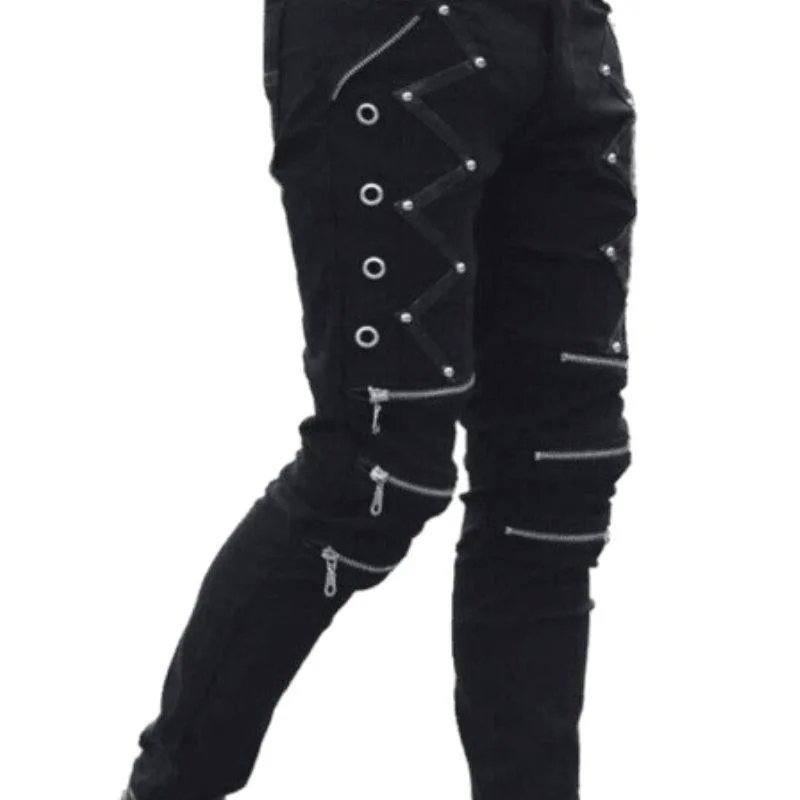 View 2 — Men’s steampunk trousers — zipped punk