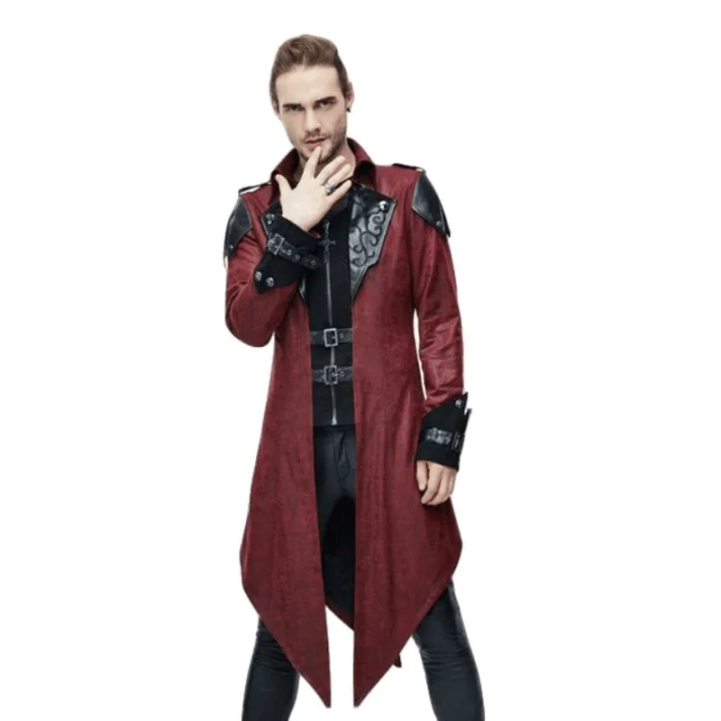 View 2 — Men’s gothic steampunk coat — red
