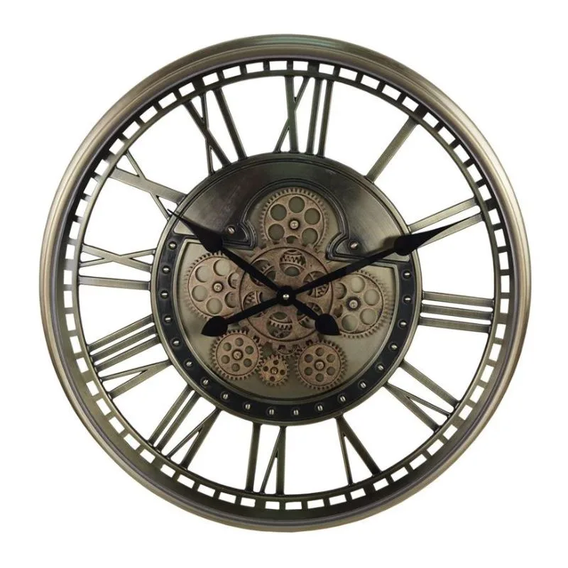 Vintage-style steampunk clock — visible movement