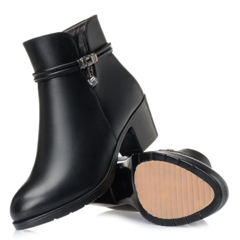 View 5 — Steampunk ankle boots — PU black heel 5 cm