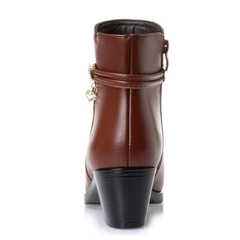 View 5 — Steampunk ankle boots — PU brown heel