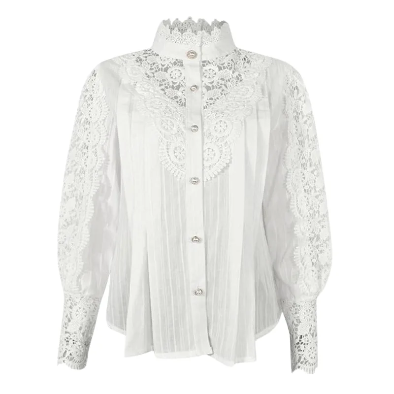 Victorian steampunk blouse — lace collar