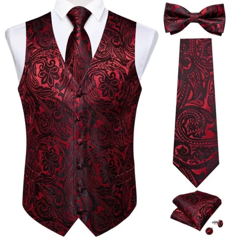 View 3 — Men’s steampunk waistcoat — red wedding