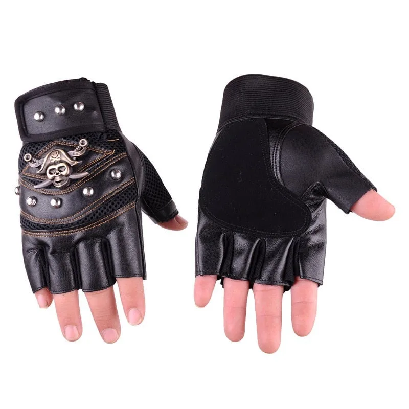 View 4 — Steampunk fingerless gloves skull