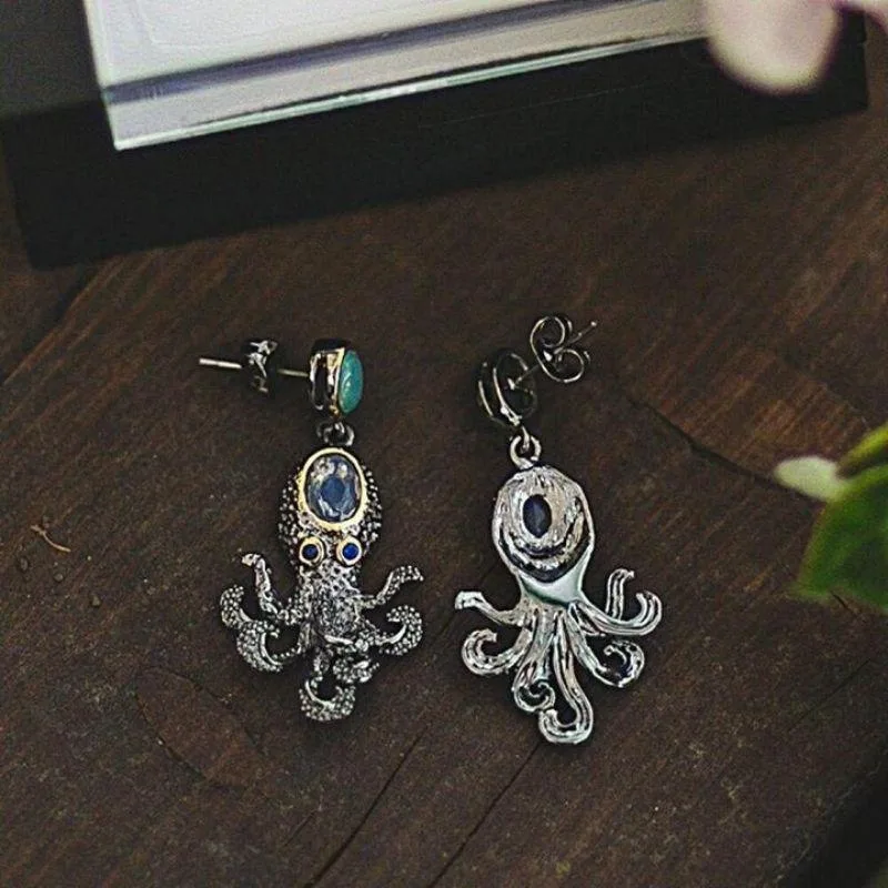 View 8 — Steampunk earrings — octopus