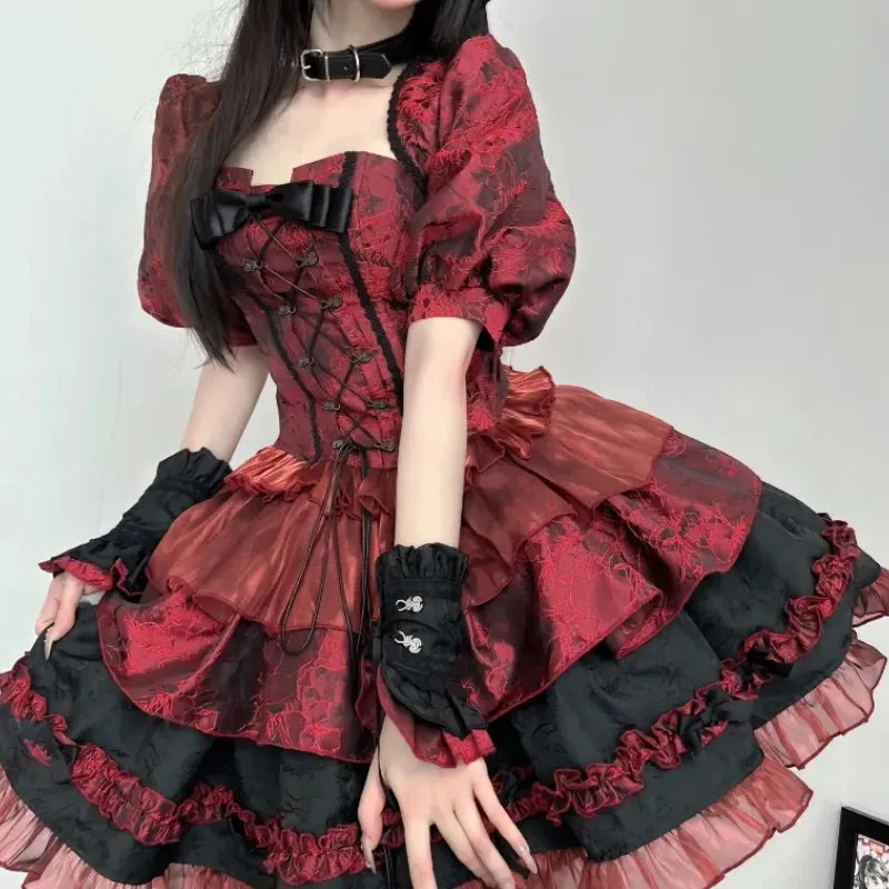 View 3 — Steampunk dress — Lolita red