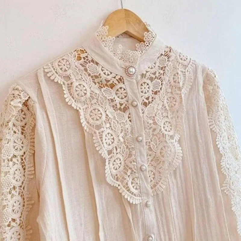 View 5 — Victorian steampunk blouse — lace stand collar