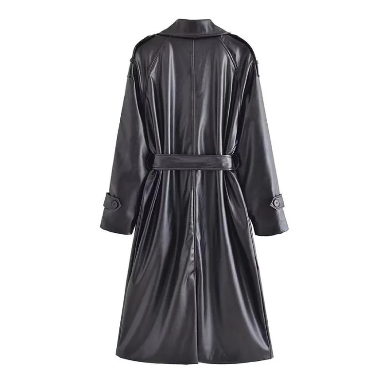 View 2 — Steampunk coat — PU faux leather Type Trench Coat
