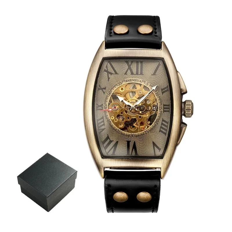 View 2 — Men’s mechanical steampunk watch — rectangular