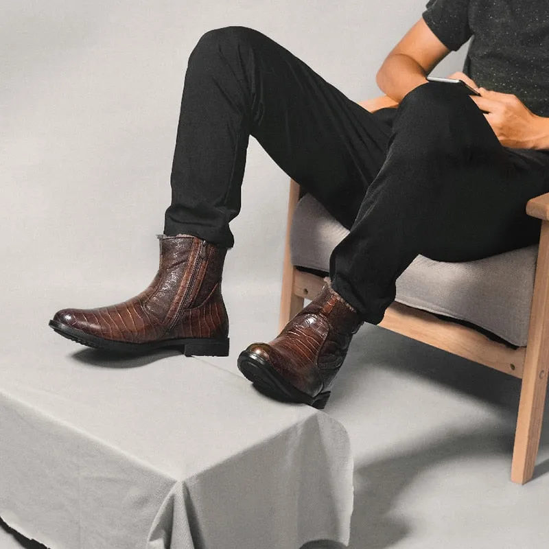 View 3 — Men’s steampunk ankle boots — brown dark