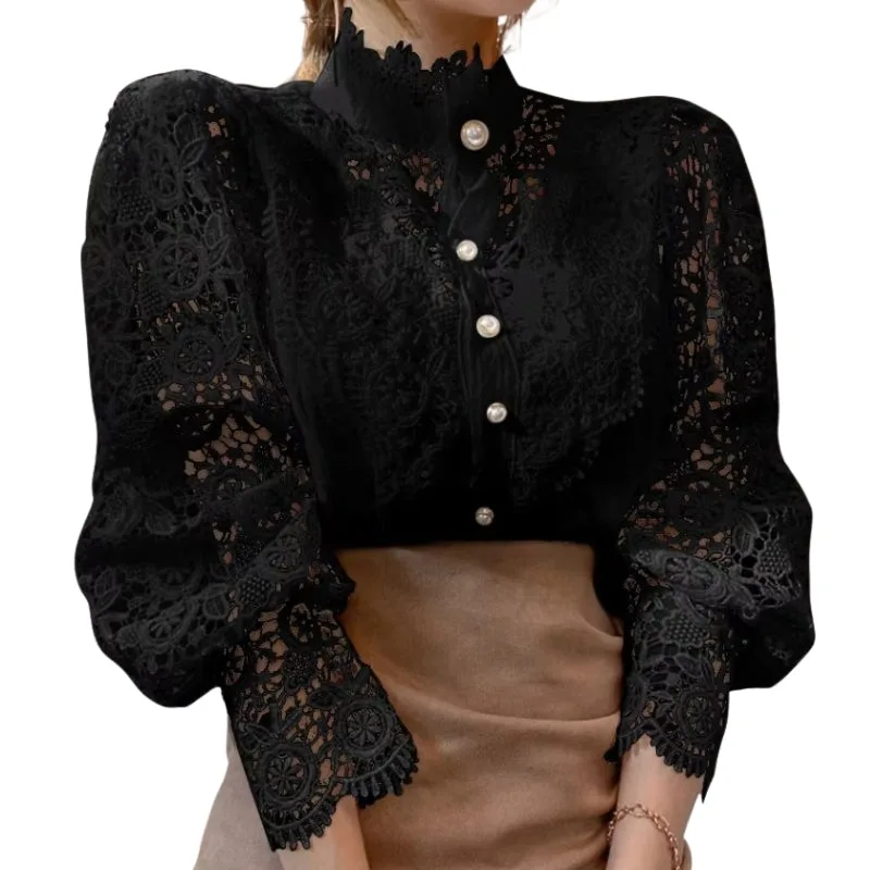 View 3 — Victorian steampunk blouse — lace collar