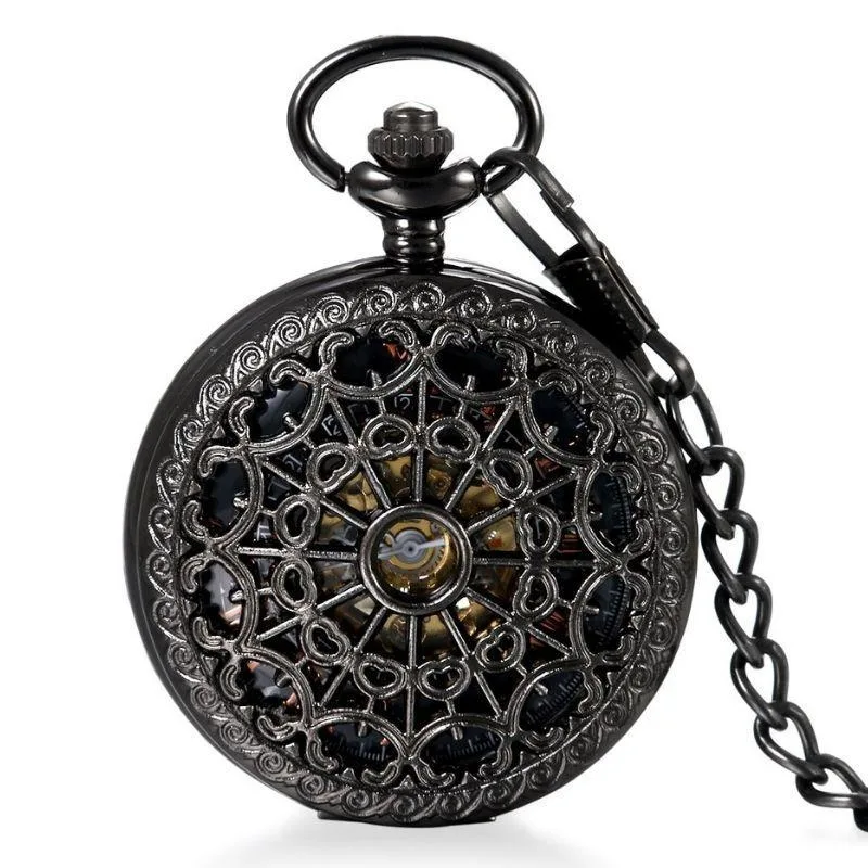 Men’s vintage-style steampunk pocket watch — (box)