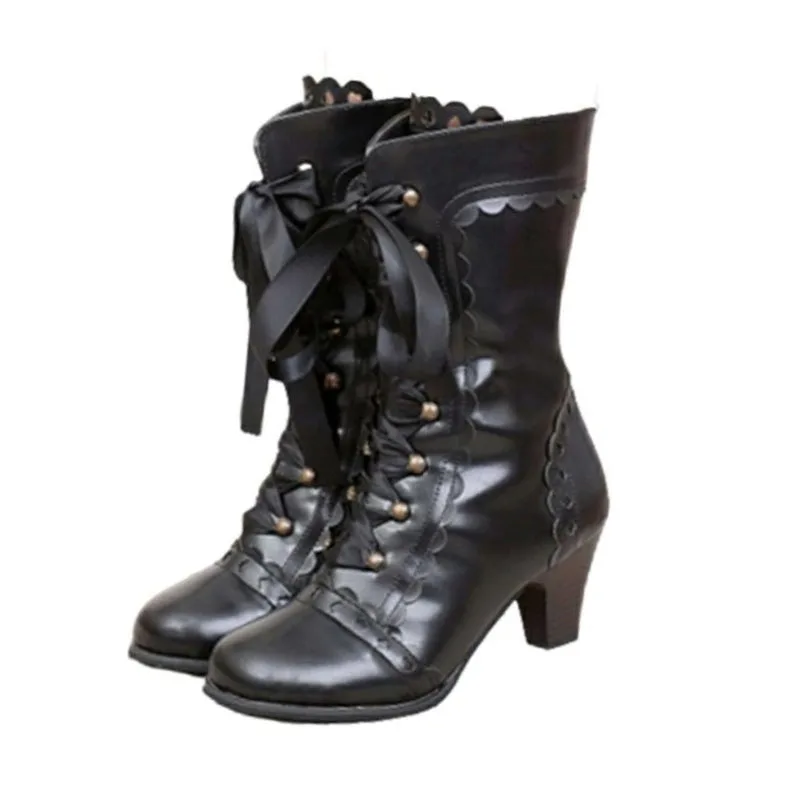 View 15 — Victorian steampunk ankle boots — lacing
