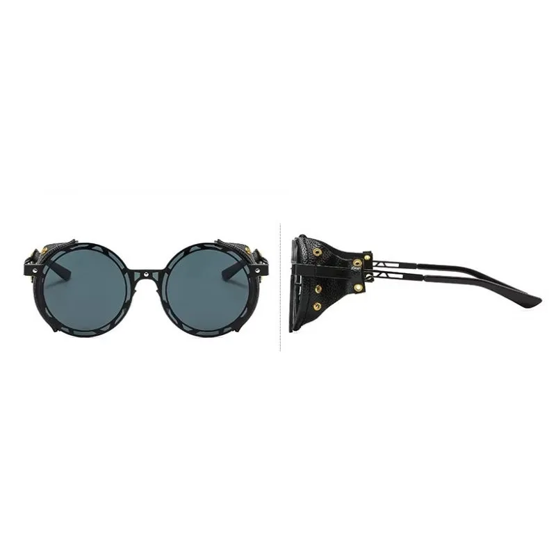 View 5 — Vintage-style steampunk sunglasses — with faux leather