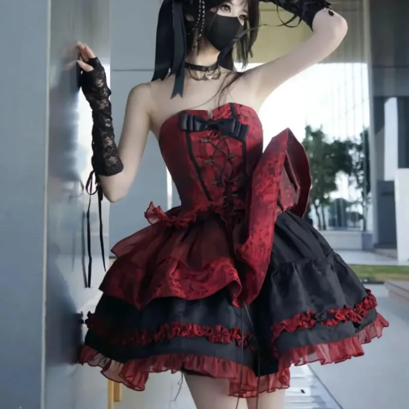 View 2 — Steampunk dress — Lolita red