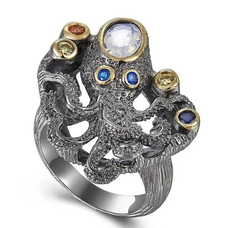 Steampunk ring — octopus