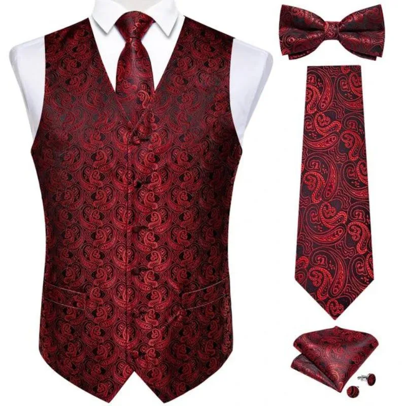 Men’s steampunk waistcoat — red wedding