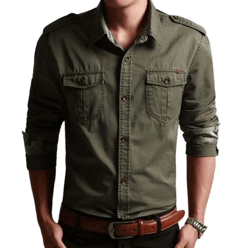 View 2 — Men’s steampunk shirt — epaulettes