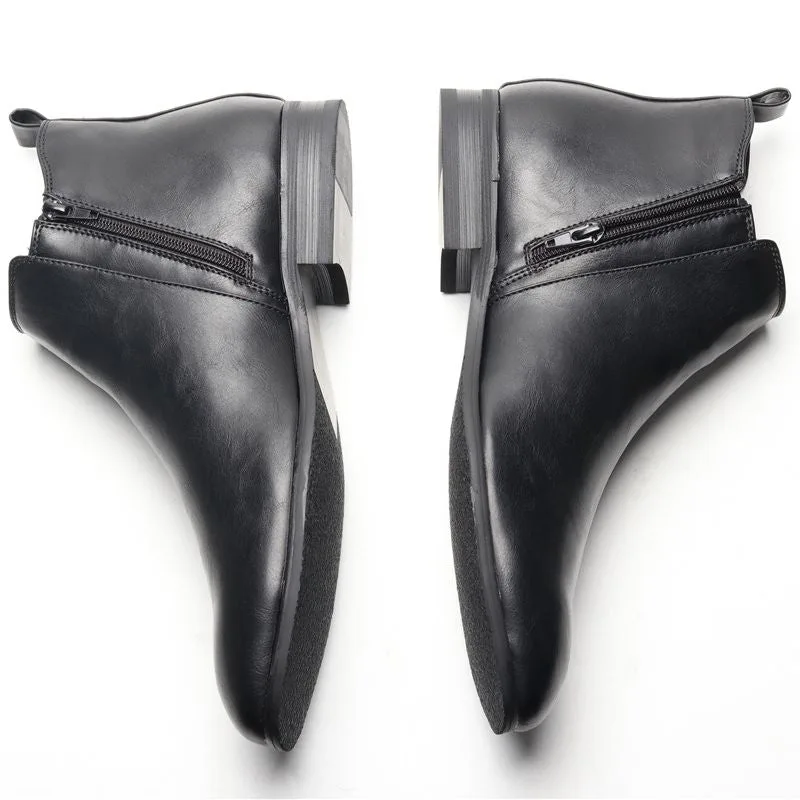 View 3 — Men’s steampunk ankle boots — zipped PU